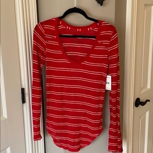 Free People layering tee, red, size S